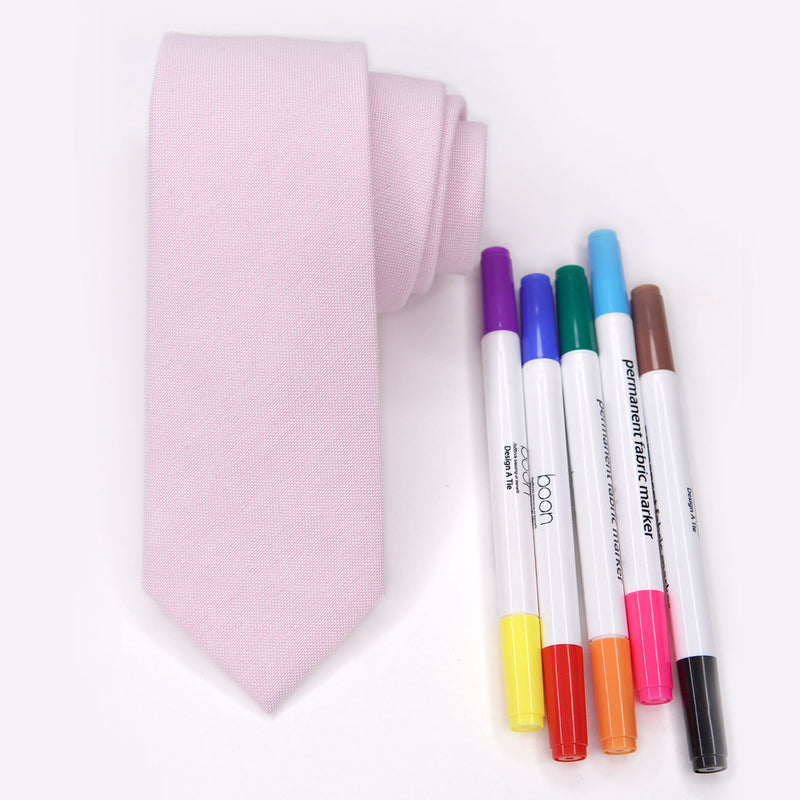 Boon Ties Men's Tie - Design A Tie - Blank Tie and Marker Set | Bubblegum Pink