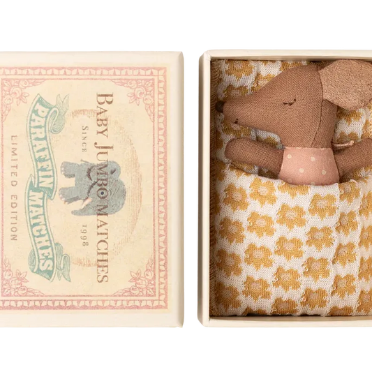 Maileg Sleepy Wakey Baby Mouse in Matchbox