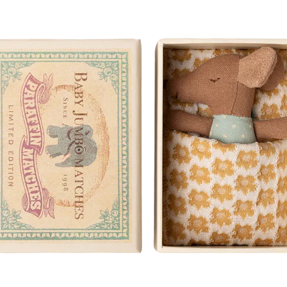 Maileg Sleepy Wakey Baby Mouse in Matchbox