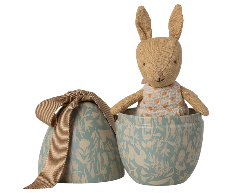 Maileg Small Easter Egg with Micro Rabbit - Dusty Blue