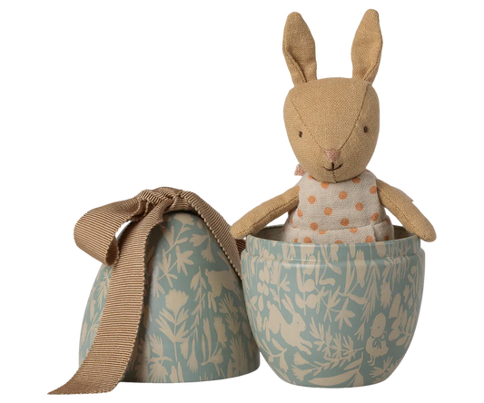 Maileg Small Easter Egg with Micro Rabbit - Dusty Blue