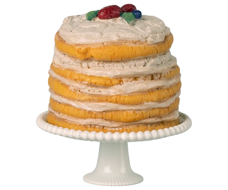 Maileg Party cake and cake stand, Mouse - Off white
