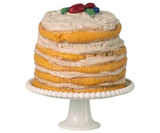 Maileg Party cake and cake stand, Mouse - Off white