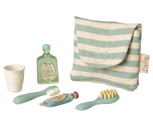 Maileg Toothbrush Set in Bag - Blue Stripe