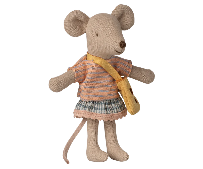 Maileg Little Sister Mouse With Yellow Bag