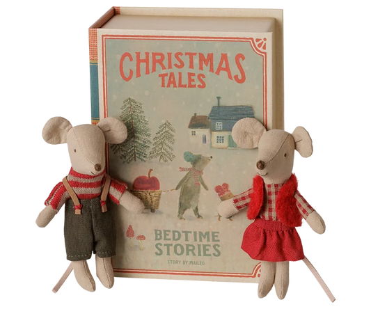 Maileg Christmas Twin Mice - Little Sister and Brother in Book