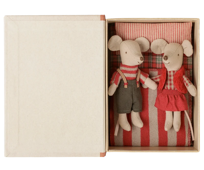 Maileg Christmas Twin Mice - Little Sister and Brother in Book