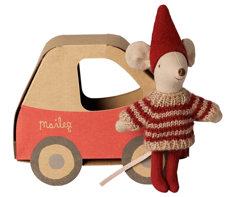 Maileg Christmas Mouse in Car Box