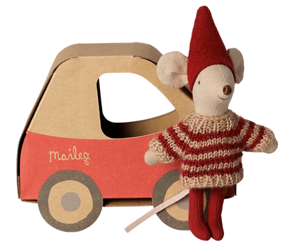 Maileg Christmas Mouse in Car Box
