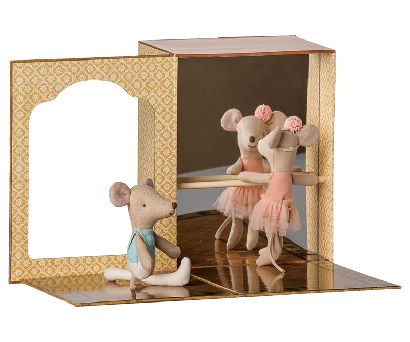 Maileg Ballet mice in dance studio, Little sister and brother