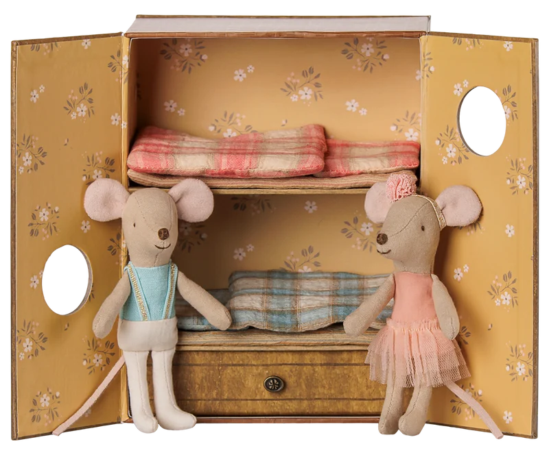 Maileg Ballet mice in dance studio, Little sister and brother