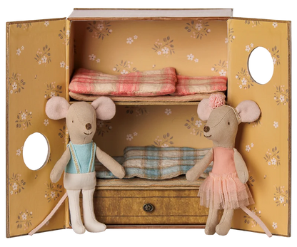 Maileg Ballet mice in dance studio, Little sister and brother