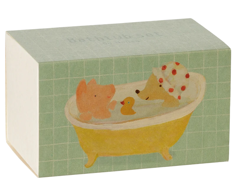Maileg Bathtub Set, Mouse - Yellow