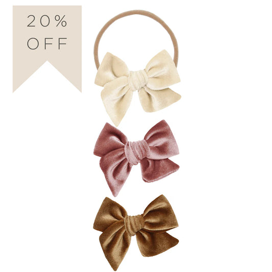 Lou Lou and Company Velvet Bow 3 Pack Small Headbands