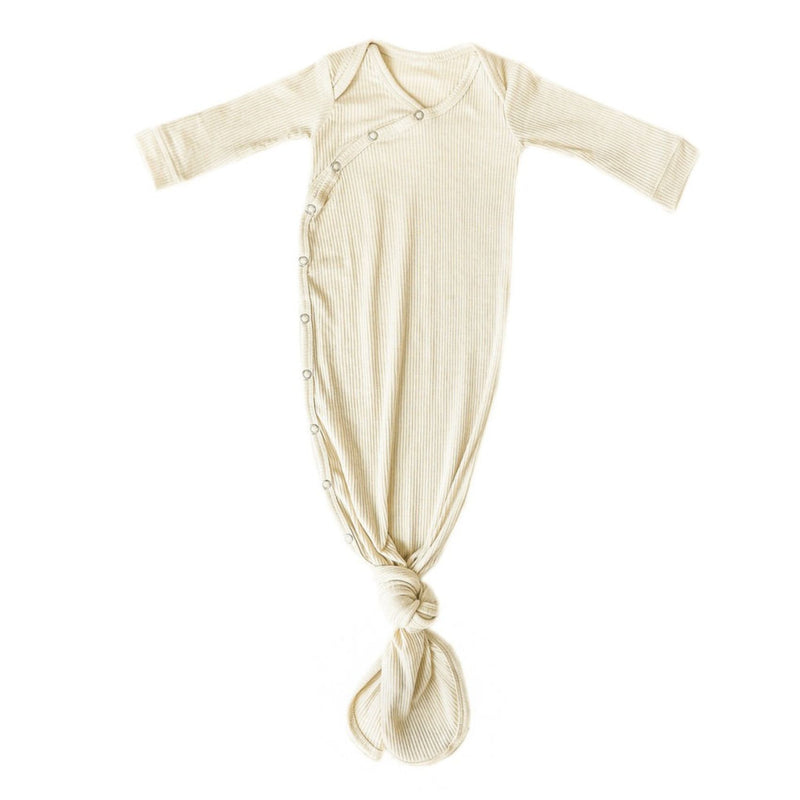 Copper Pearl Rib Knit Newborn Knotted Gown - Moonstone