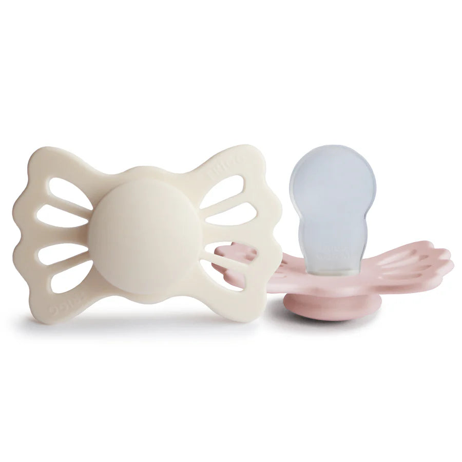 Mushie Frigg Lucky Symmetrical Silicone Pacifier 2-Pack - Cream / Blush