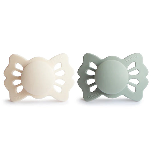 Mushie Frigg Lucky Symmetrical Silicone Pacifier 2-Pack - Cream / Sage