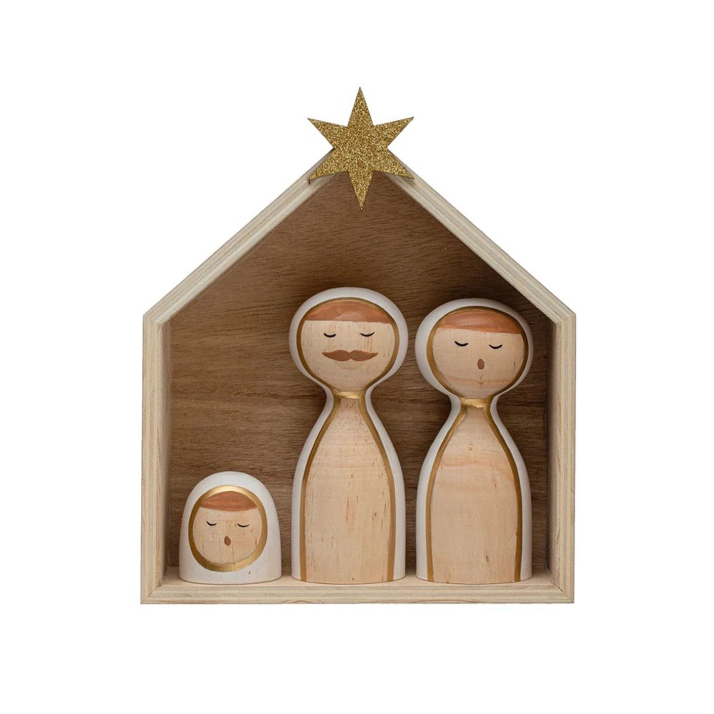 Creative Co-op Nativity Set - Pine Wood and MDF Nativity - Set of 4
