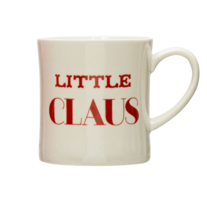 Creative Co-op Claus Stoneware Mug - 8oz - Little Claus - White