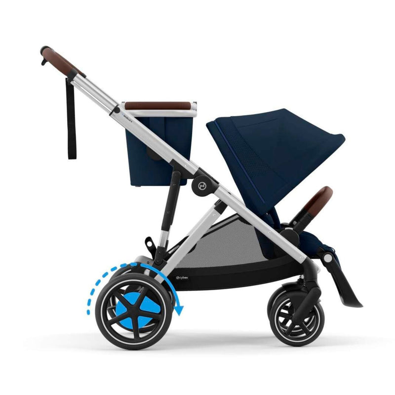 cybex code promo Cybex e-Gazelle S Electronic Assist Stroller, Silver Frame/Ocean Blue