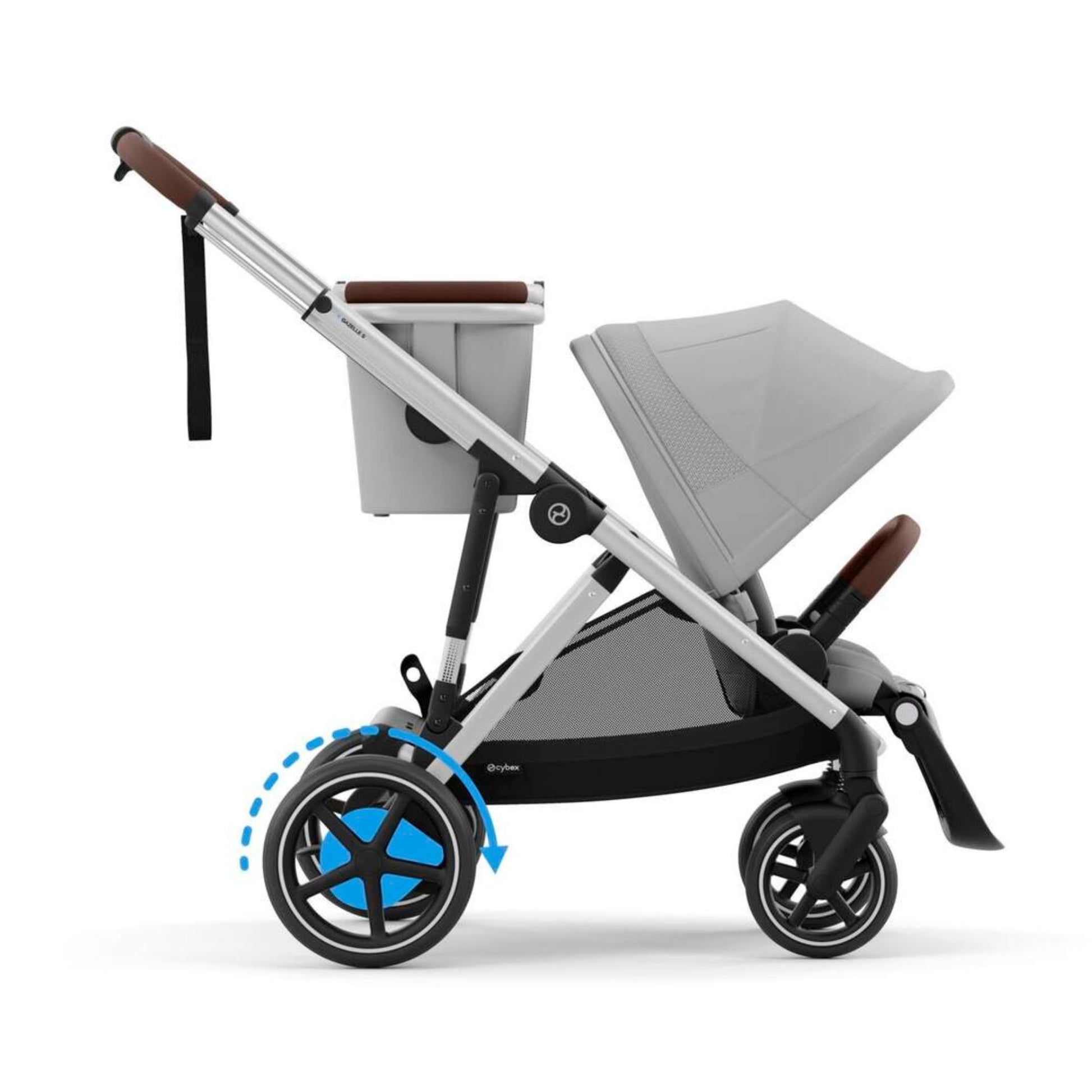 Cybex e-Gazelle S Electronic Assist Stroller, Silver Frame/Ocean Blue