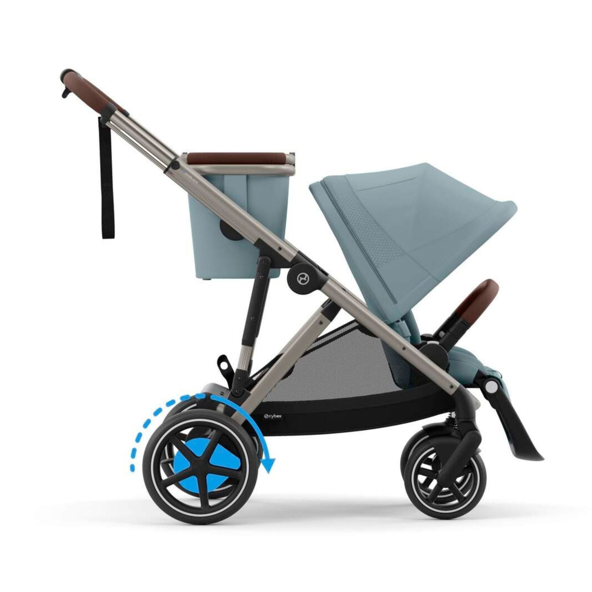 poussette cybex Cybex e-Gazelle S Electronic Assist Stroller, Silver Frame/Ocean Blue