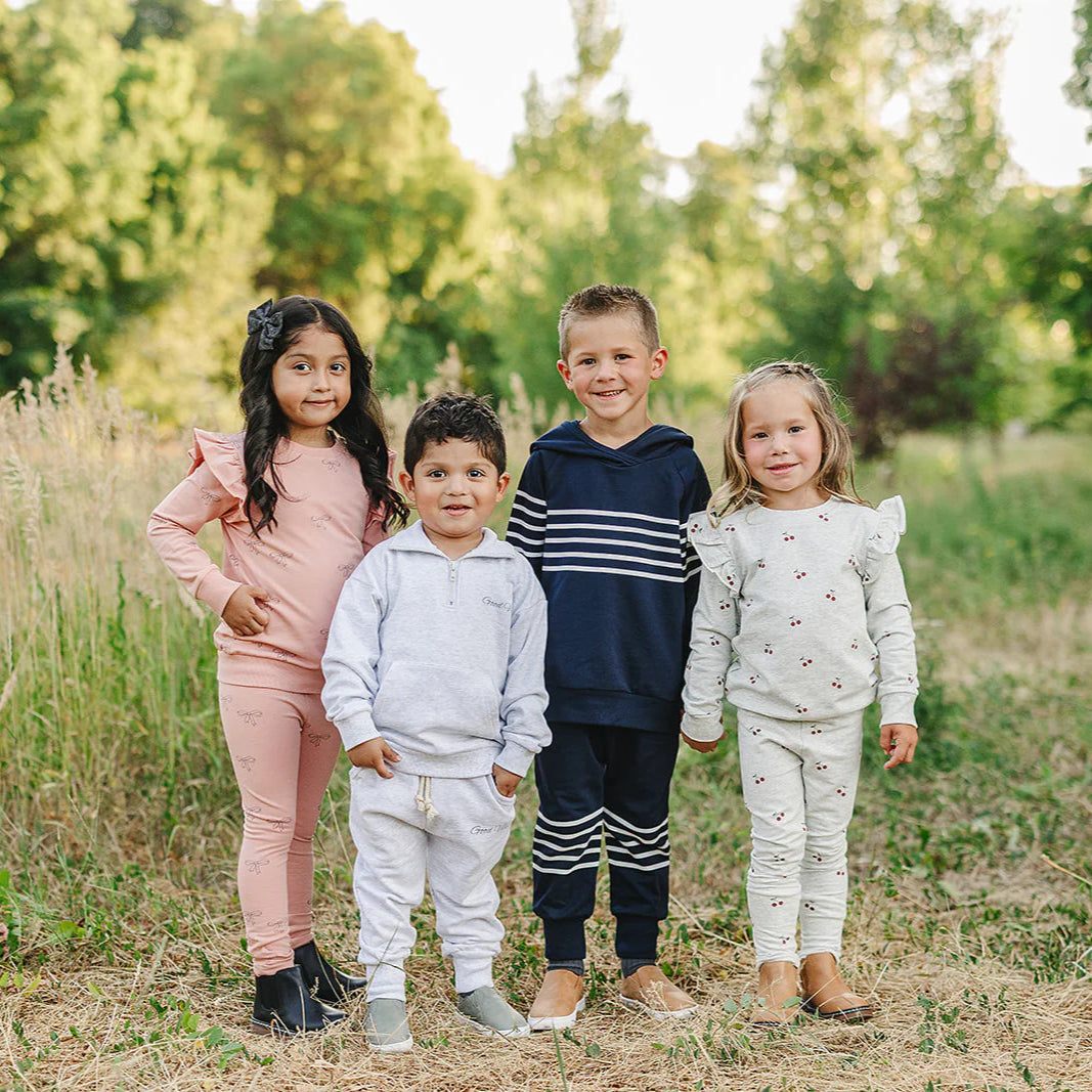 Mebie Baby Navy Stripe Hooded French Terry Set