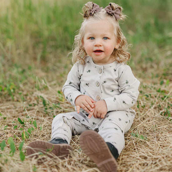 Mebie Baby Floral Long Sleeve Button Romper