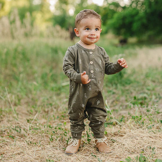 Mebie Baby Nashville Long Sleeve Button Romper