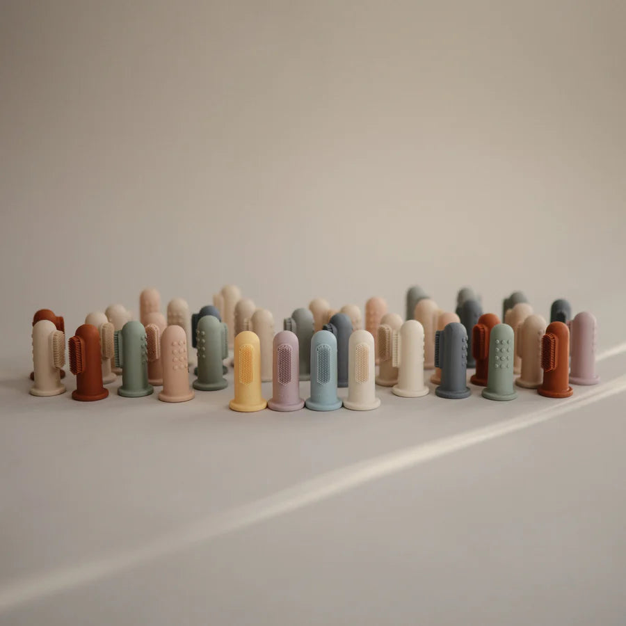 Mushie Finger Toothbrush - Powder Blue / Daffodil