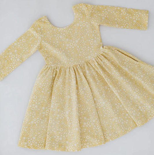 Good Apples Kids 3/4 Sleeve Twirl Dress - Buttercup