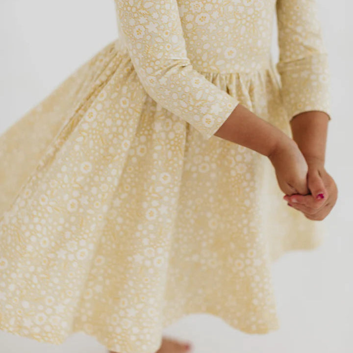 Good Apples Kids 3/4 Sleeve Twirl Dress - Buttercup