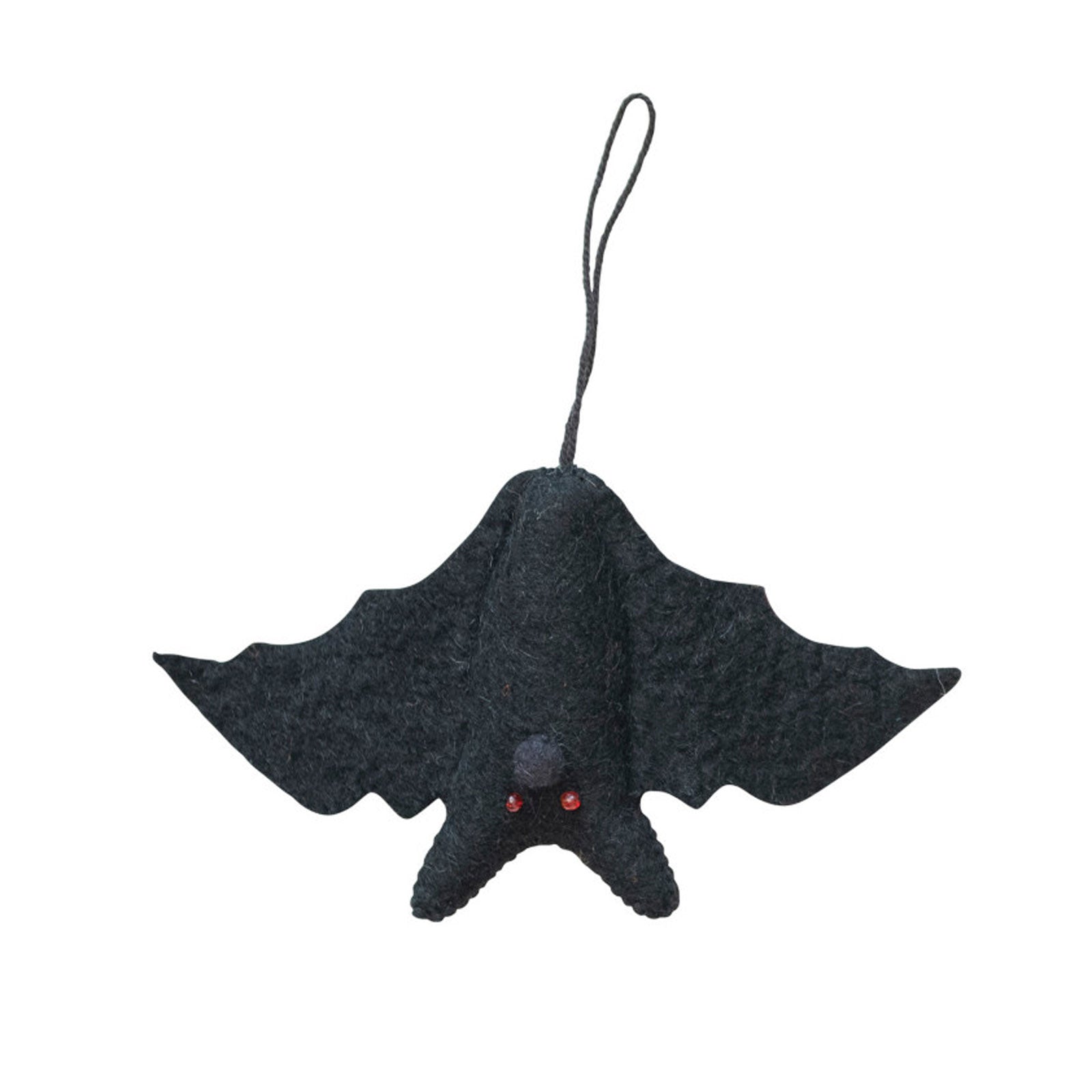 Creative Co-op Wool Felt Bat Ornament - Black - 7.5" x 4.5"