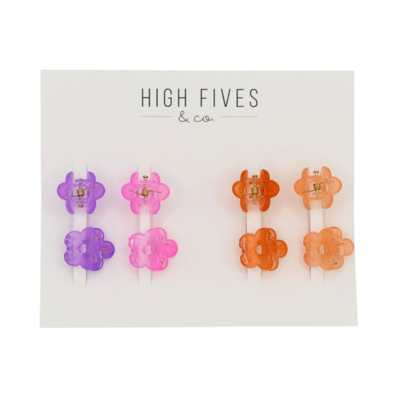 High Fives Mini Daisy Hair Claw Clips - Set of 8 - Bright Warm Tones