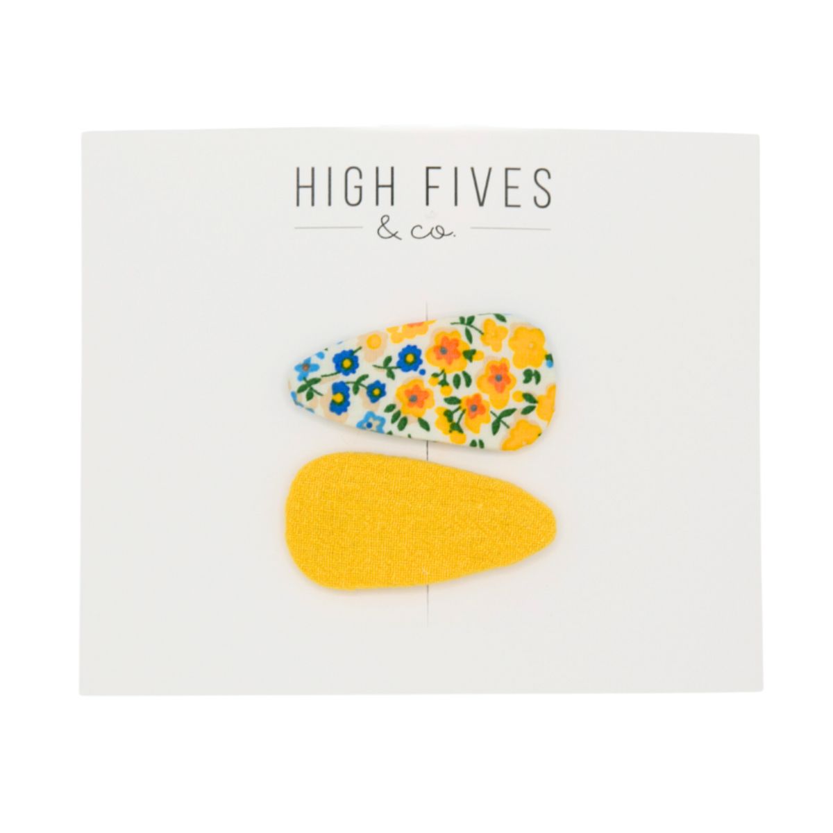 High Fives Flora Fabric Snap Clips - Set of 2 - Yellow and Floral