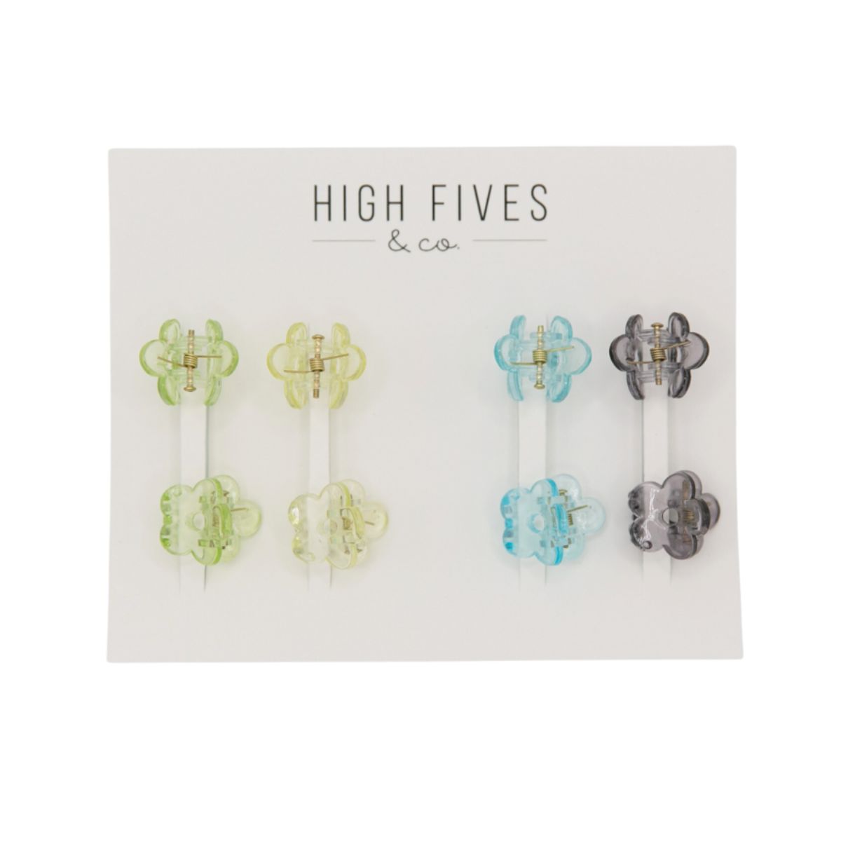 High Fives Mini Daisy Hair Claw Clips - Set of 8 - Clear Cool Tones