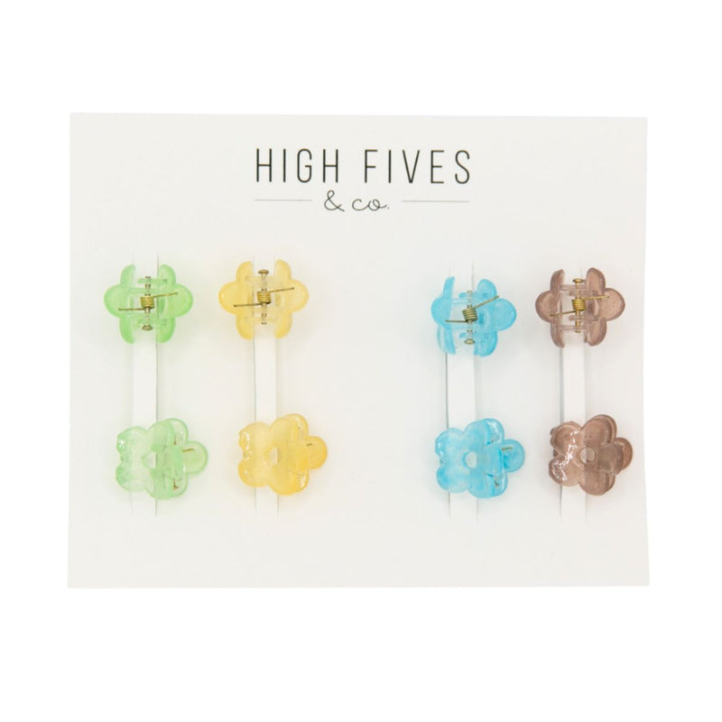 High Fives Mini Daisy Hair Claw Clips - Set of 8 - Bright Cool Tones