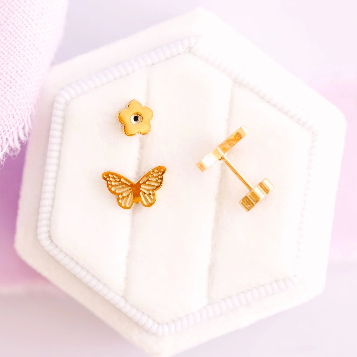 Pierced Co 18K Gold Classic Butterflies Flat Back Earrings