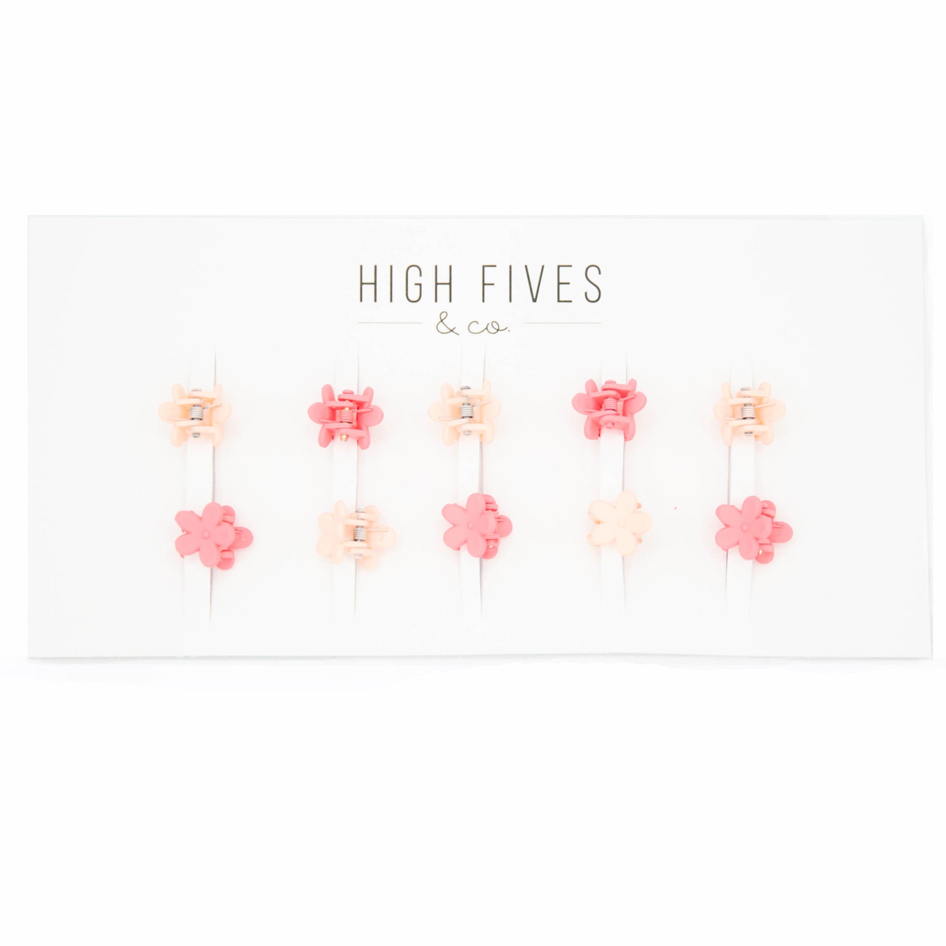 High Fives Mini Flower Hair Claw Clips 1.4cm - Set of 10 - Matte Pink Tones