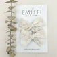 Emi Lei Pigtail Bow Set - Alligator Clip  - Linen Lace