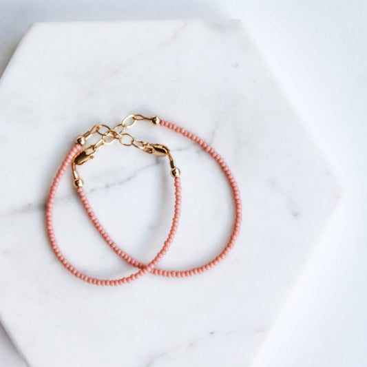 Joyful Bead Company Mauve Bracelet - Gold