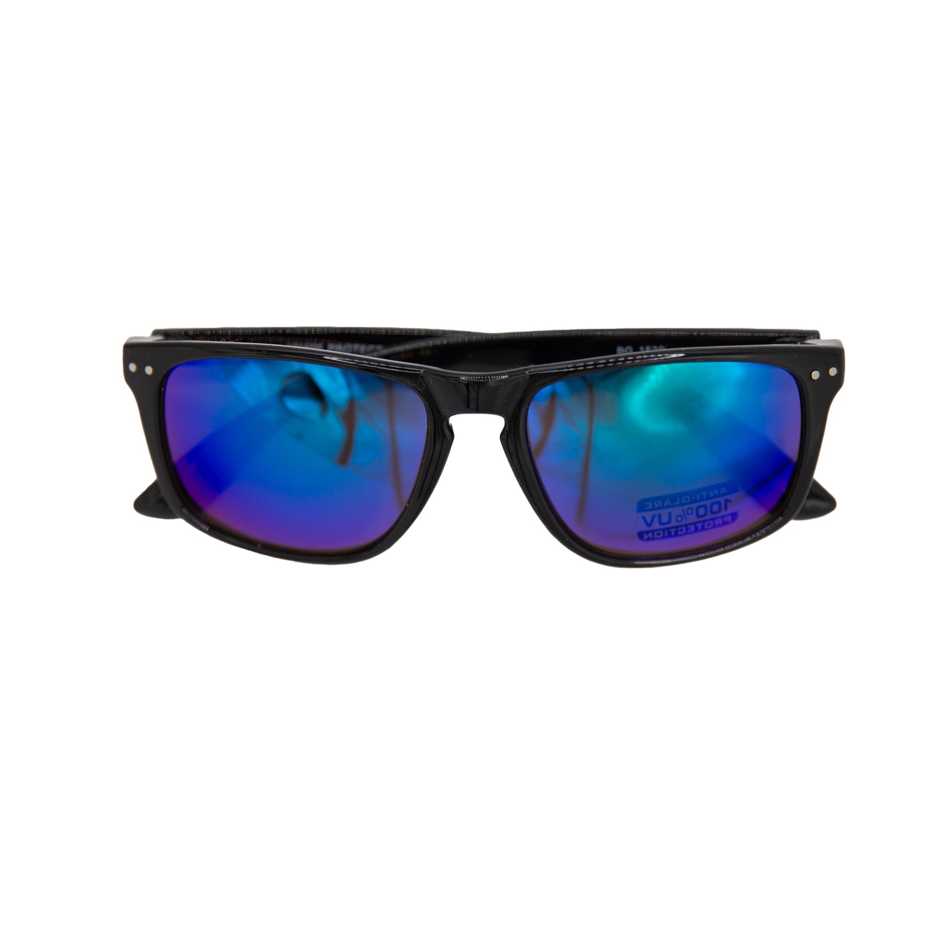 Blue Gem Adult Sunglasses Wayfarer - Black with Aqua Lenses