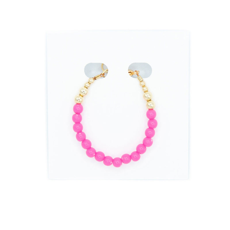 Quill and Goose 14K Gold Filled Bracelet - Round Hot Pink