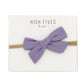 High Fives Patterened Linen Bow Nylon Headband - Lilac