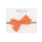 High Fives Patterened Linen Bow Nylon Headband - Light Orange