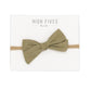 High Fives Patterened Linen Bow Nylon Headband - Olive Green