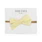 High Fives Patterened Linen Bow Nylon Headband - Light Yellow