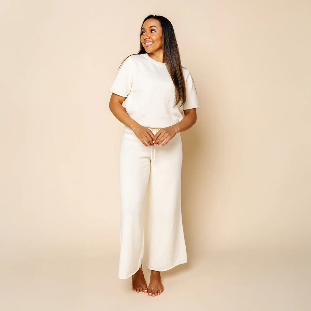 Lou Lou and Company Knit Women's Wide Leg Pant - Ivory
