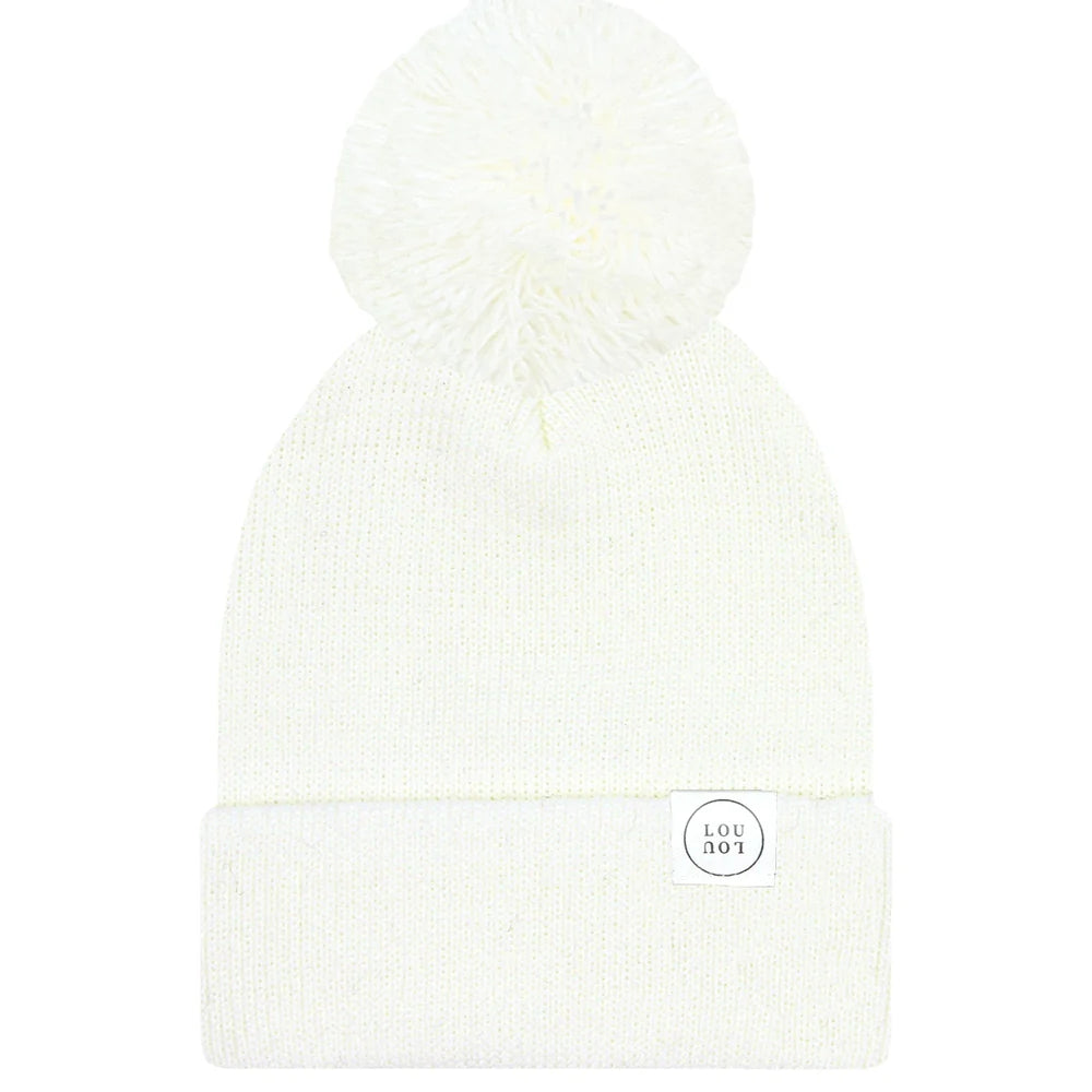 Lou Lou and Company Beanie with Pom - Ivory -Infant (0-6 Mo)