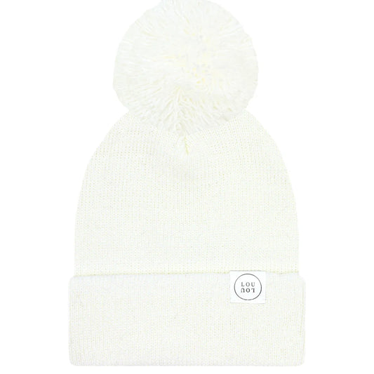 Lou Lou and Company Beanie with Pom - Ivory -Infant (0-6 Mo)